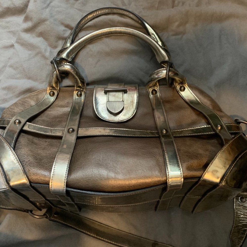Alexander McQueen Satchel pewter metallic Leather